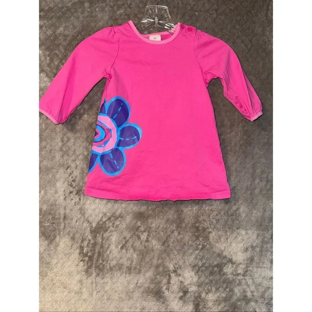 Hanna Andersson Pink Long Sleeve Flower Print Dress Size 80 (18-24m) #767
